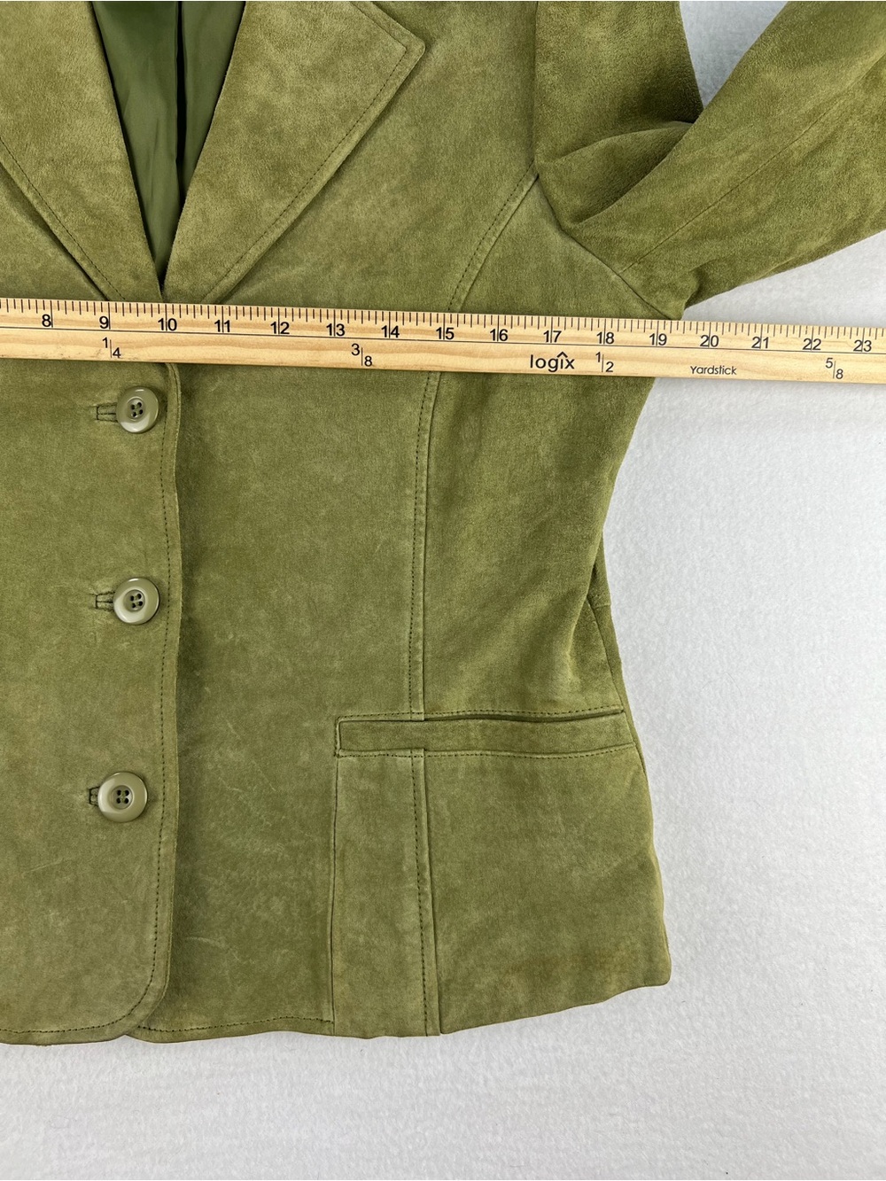 VTG Wmns 100% Genuine Leather Suede Uniform John Paul Richard Olive Jacket Sz M - Picture 7 of 9